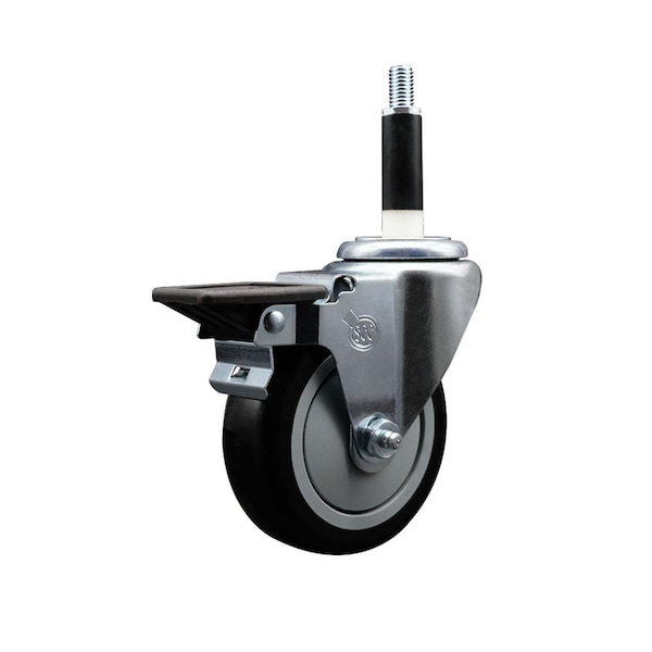 4'' Black Poly Swivel 7/8'' Expanding Stem Caster with Brake
